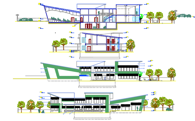 Elevation and section detail dwg file
