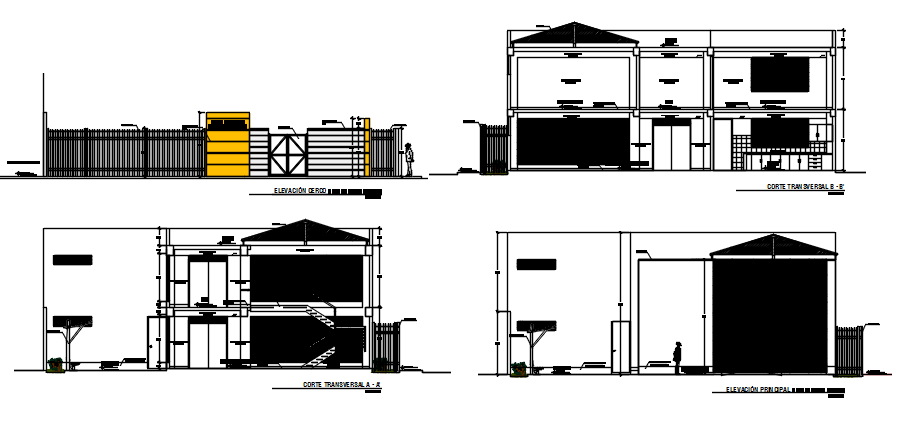 Elevation and section detail dwg file
