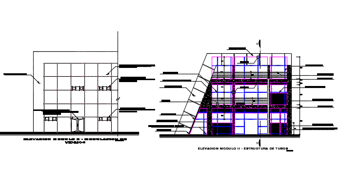 Elevation and section detail dwg file