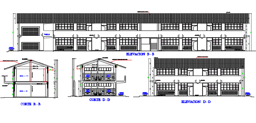Elevation and section detail dwg file
