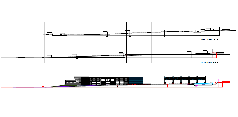 Elevation and section detail dwg file