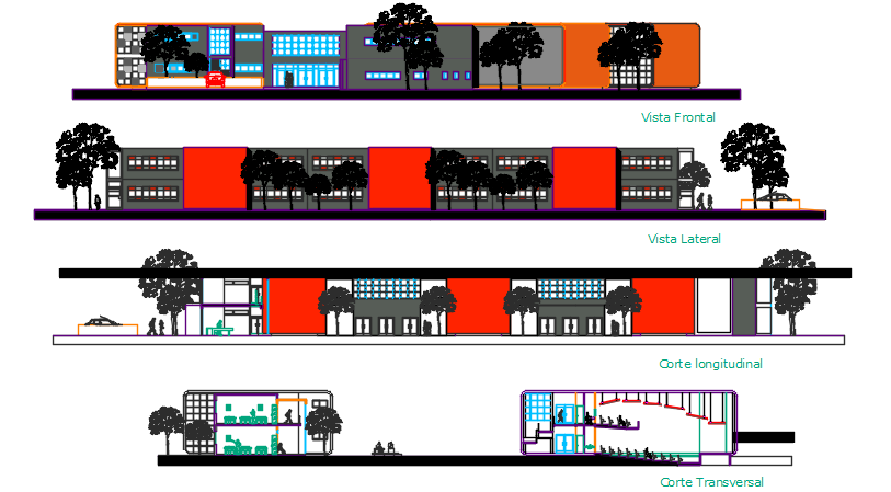 Elevation and section detail dwg file