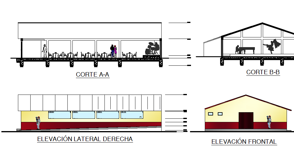 Elevation and section detail dwg file