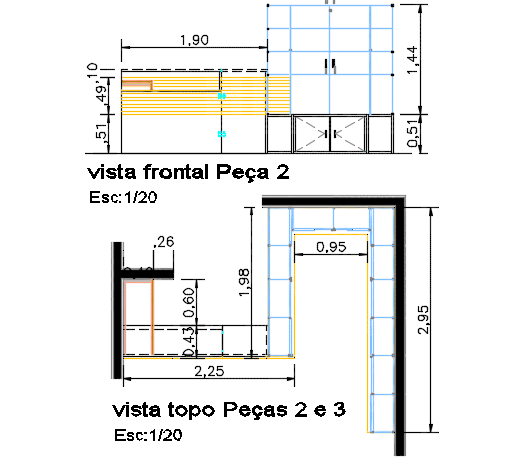 Elevation and section detail dwg file