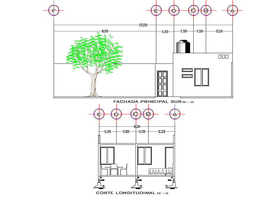 Elevation and section house layout file