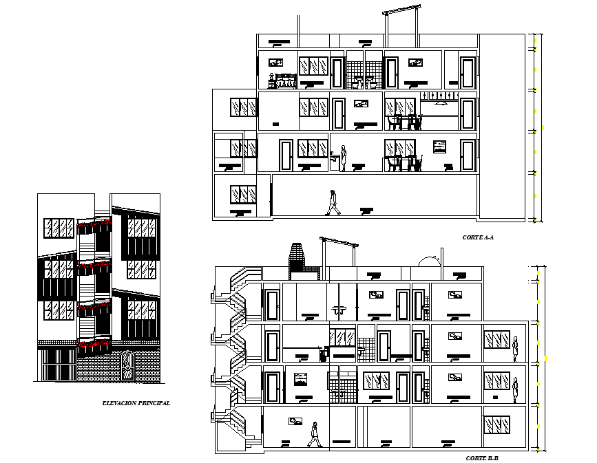 Elevation and section house layout file