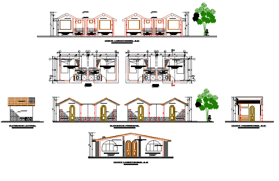 Elevation and section plan detail dwg file