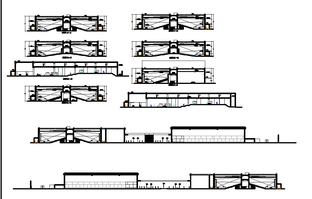 Elevation and section plan detail dwg file