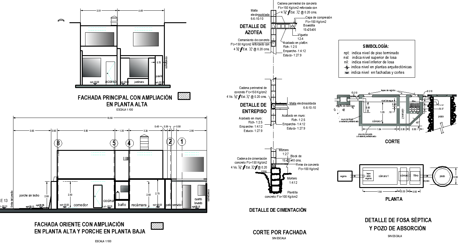 Elevation and section plan detail dwg file