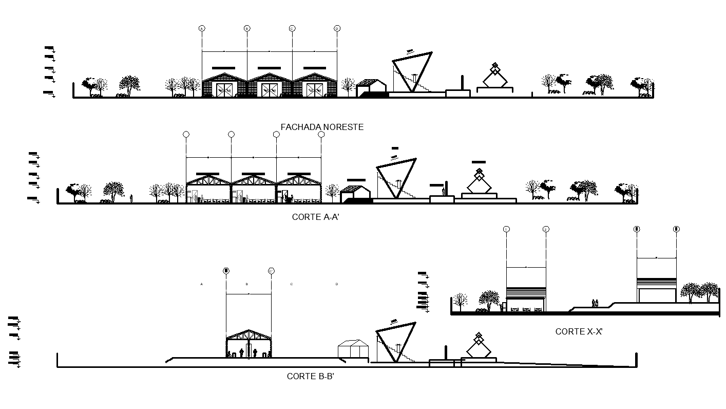 Elevation and section plan detail dwg file