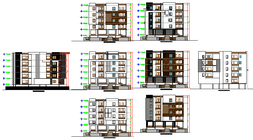 Elevation and section plan detail dwg file