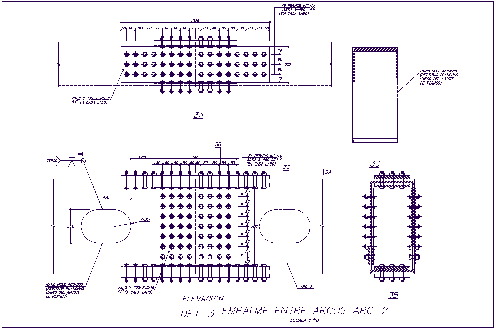 Bridge Metal Plate Section and Elevation DWG Drawing