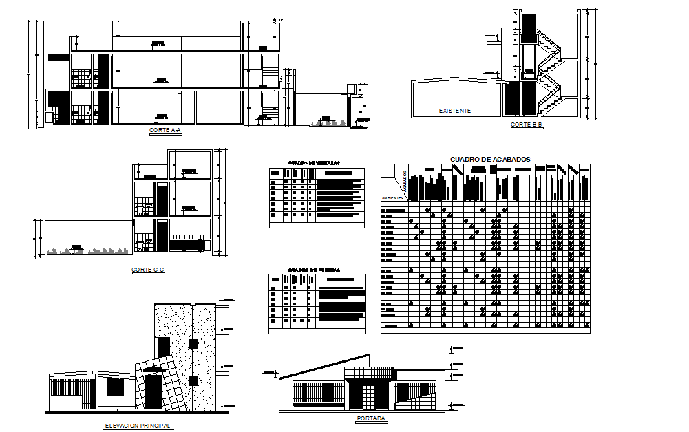 Elevation and section wall detail dwg file