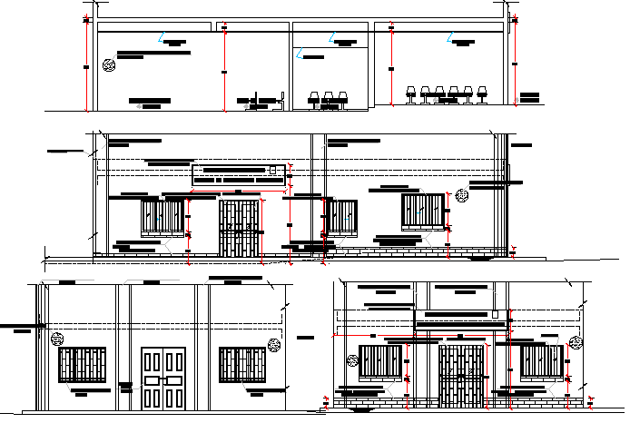 Elevation and sectional details of sat-urbane center corporate office dwg file