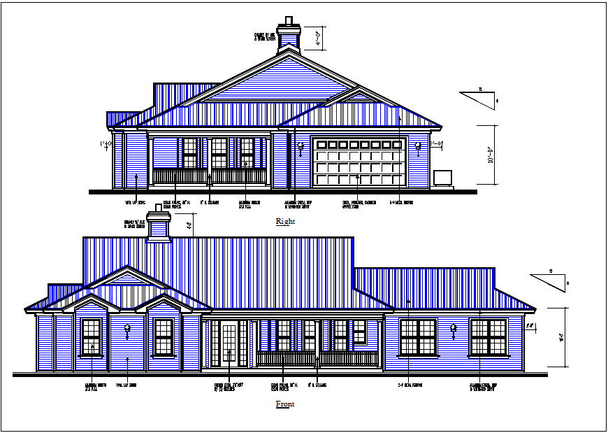 Elevation and side elevation view detail dwg file