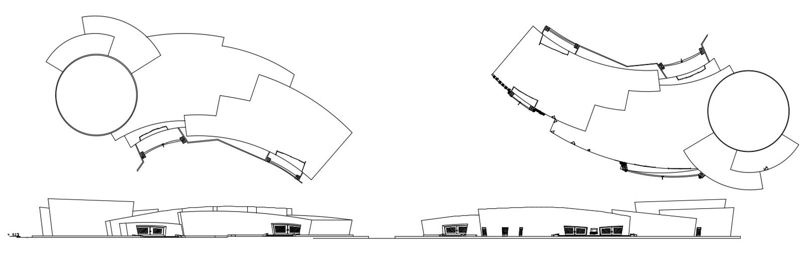 Elevation and terrace plan 2d CAD drawings details of commerce hub dwg file