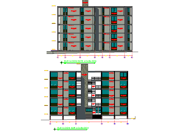 Elevation apartment flat detail dwg file