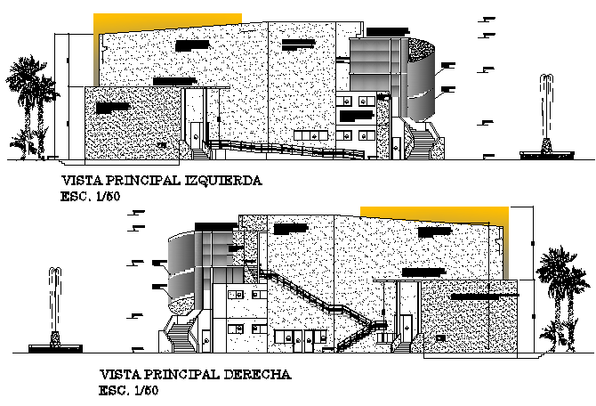 Elevation auditorium project detail dwg file