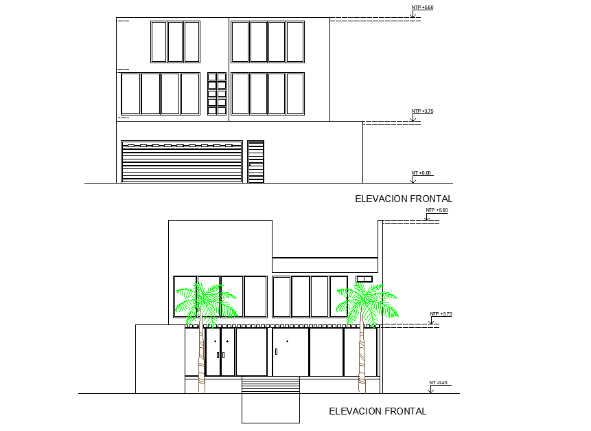 Elevation beach house 3 floors plan layout file