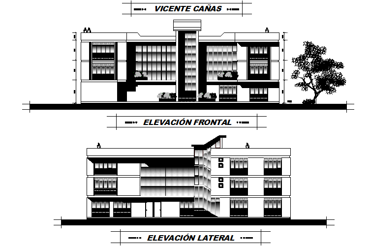 Elevation commercial building school plan detail dwg file