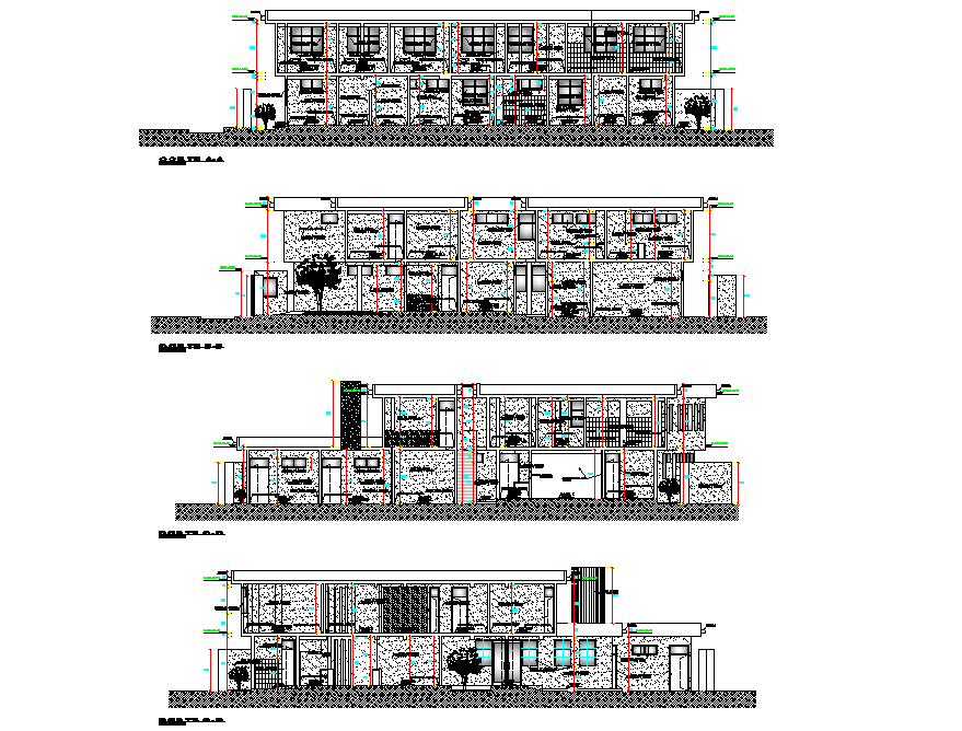 Elevation community clinic autocad file