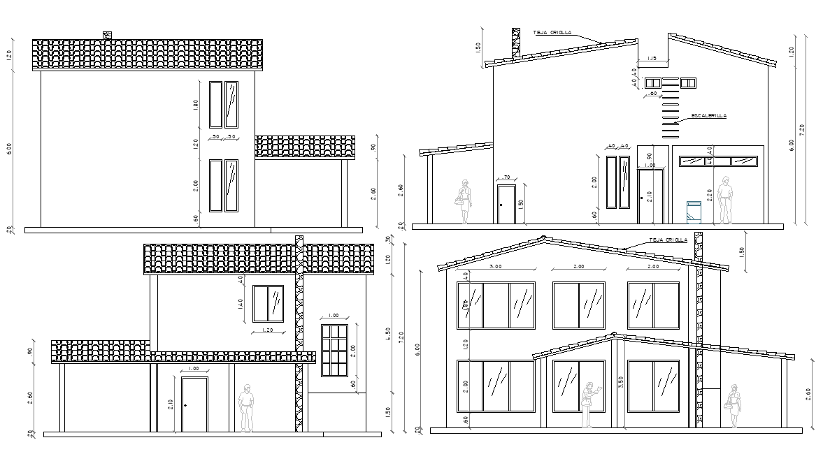 Elevation cottage plan layout file