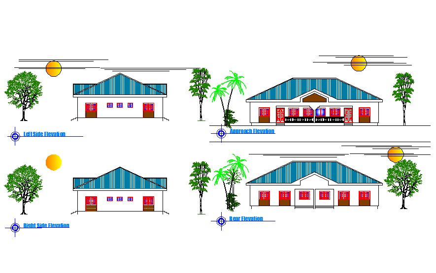 Elevation department with two rooms layout file