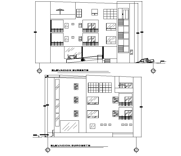 Elevation departments house autocad file