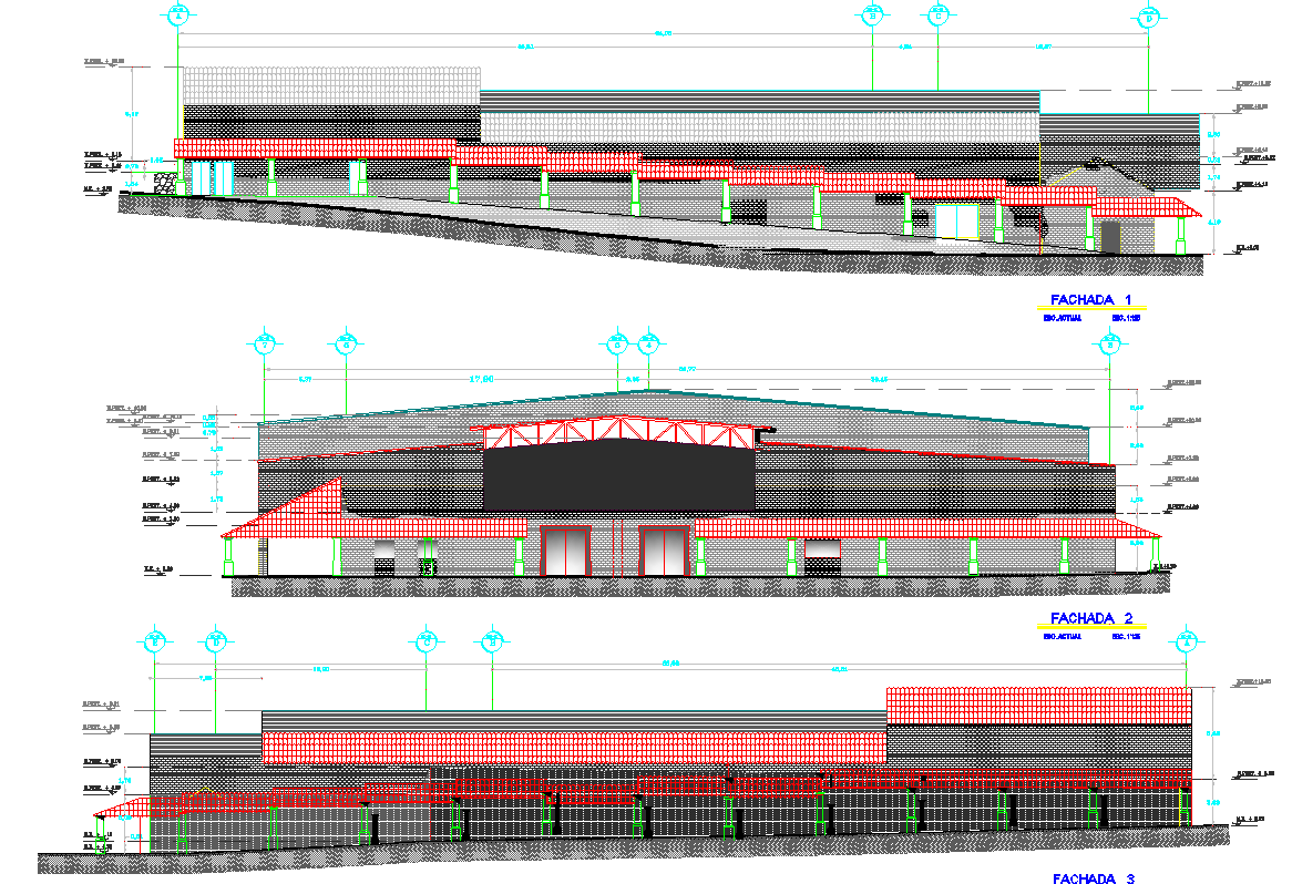 Elevation design building Project dwg file