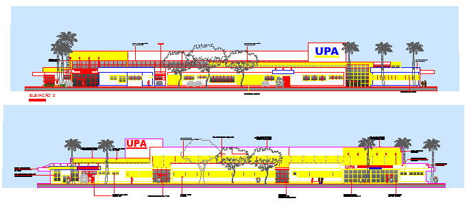 Elevation design drawing of Big health center design drawing