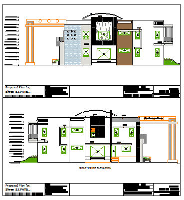 Elevation design drawing of Bungalow design drawing