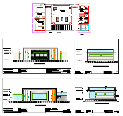 Elevation design drawing of GYM area design for Villa's design drawing