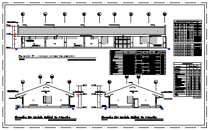 Elevation design drawing of Health center in rural area design drawing