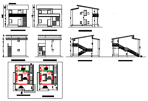 Elevation design drawing of Single cottage design drawing