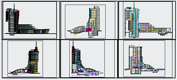 Elevation design drawing of high rise building design drawing