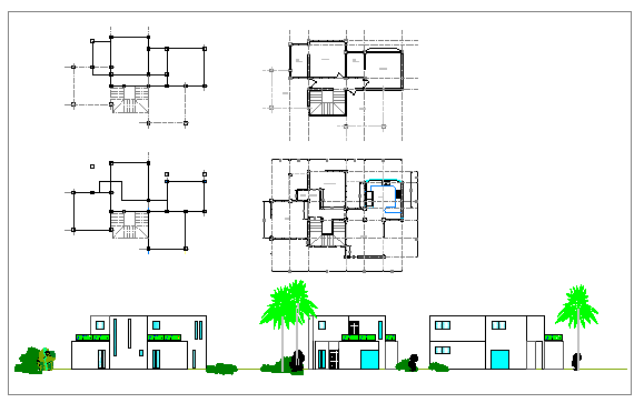 Elevation design drawing of modern house