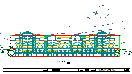 Elevation design drawing of residential flat design drawing