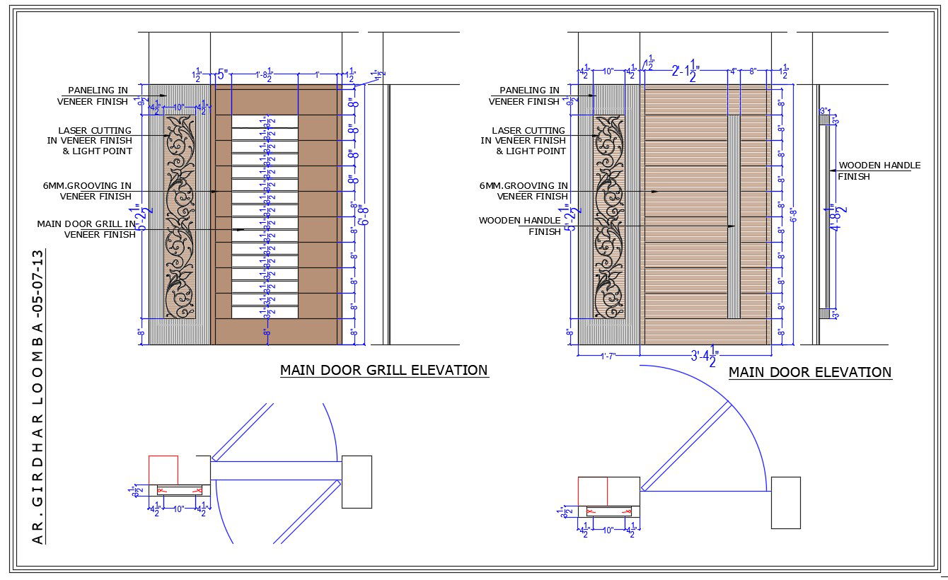 Elevation view drawing in DWG file