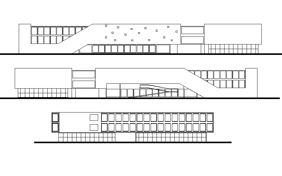 Building Elevation Detailed Design View in DWG File
