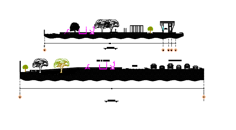 Elevation detail of the land sceping garden area sitting plan detail dwg file