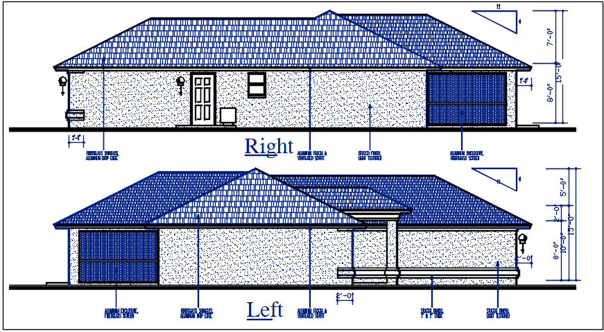Elevation details with dimension details dwg files