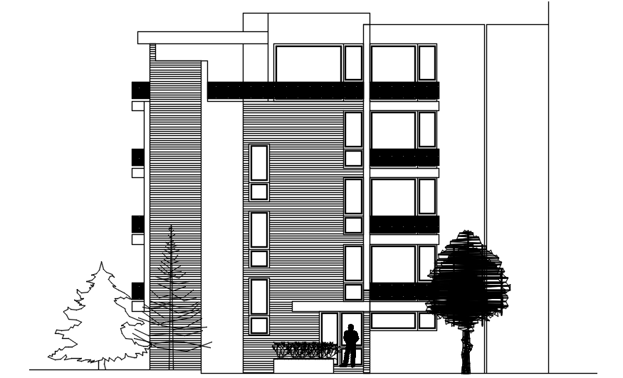 Elevation drawing of apartment design in dwg file 
