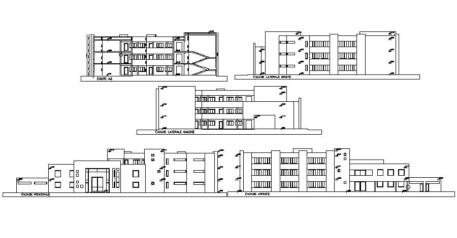 Elevation drawing of building in AutoCAD