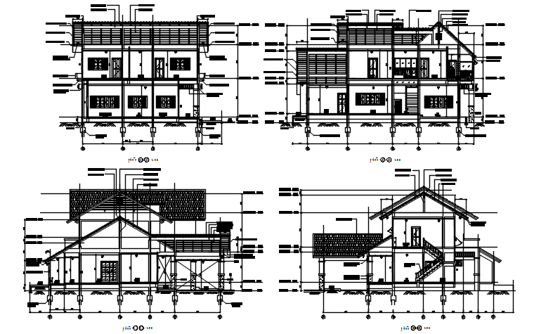 Elevation drawing of building in dwg file
