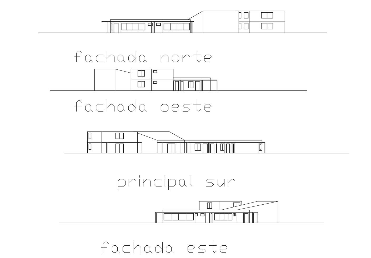 Elevation drawing of building with detail dimension in dwg file