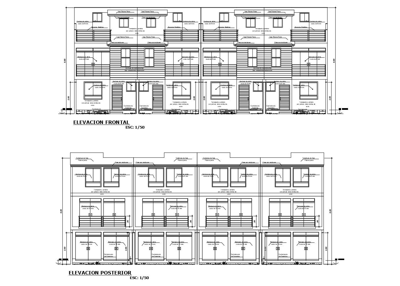 Elevation drawing of the apartment in AutoCAD