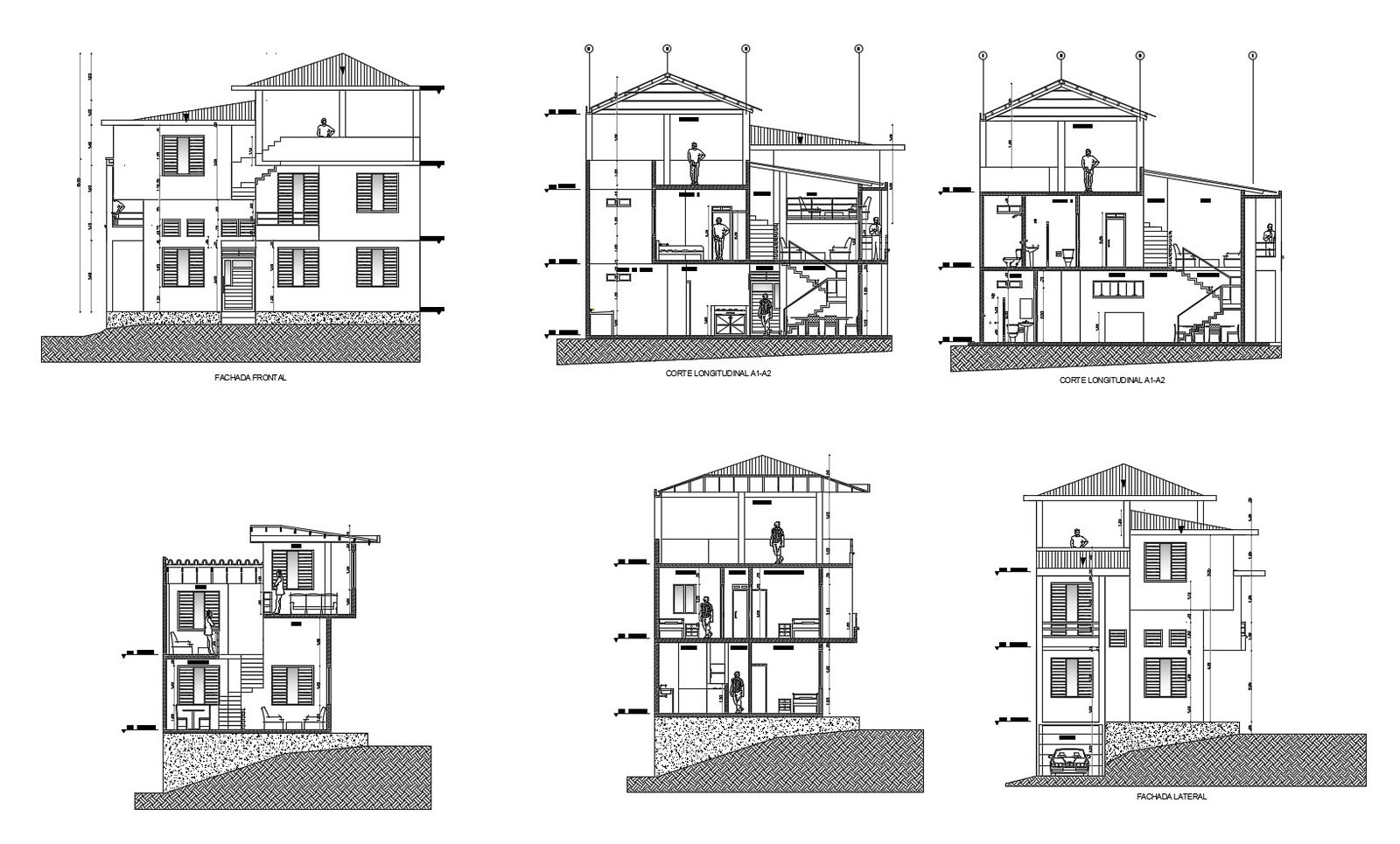 Elevation drawing of the bungalow in AutoCAD