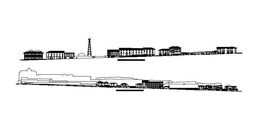Elevation drawing of the hotel in dwg file