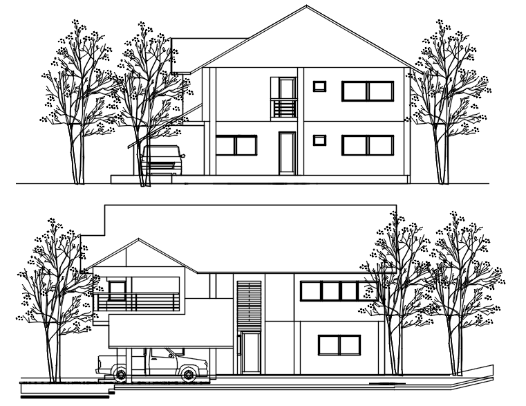 Elevation drawing of the house in AutoCAD