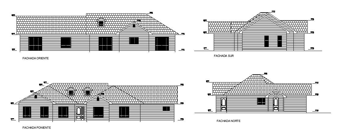 Elevation drawing of the house in dwg file